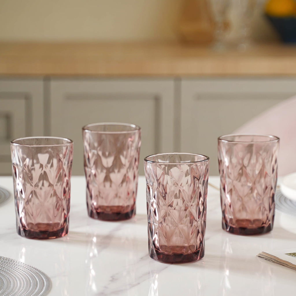 Purple Drinking Glass Set of 4 Nestasia