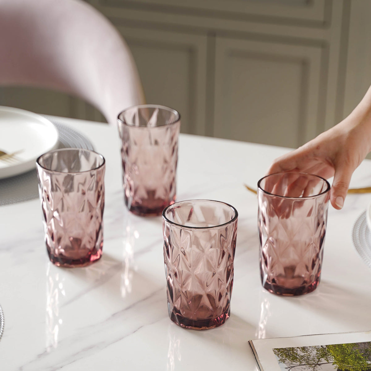 Purple Drinking Glass Set of 4 Nestasia