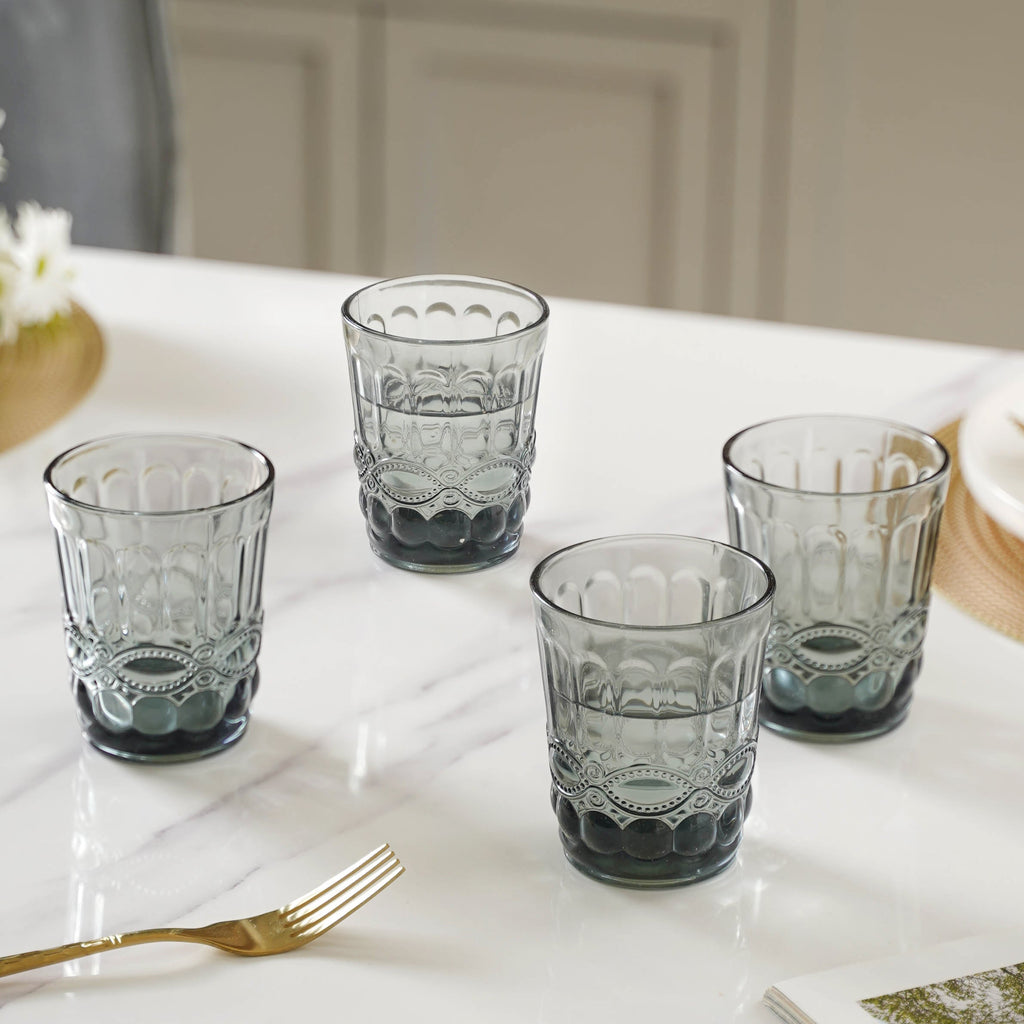 Crystal Glass Water Cup Set of 4 Nestasia