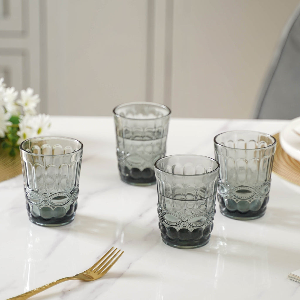 Crystal Glass Water Cup Set of 4 Nestasia