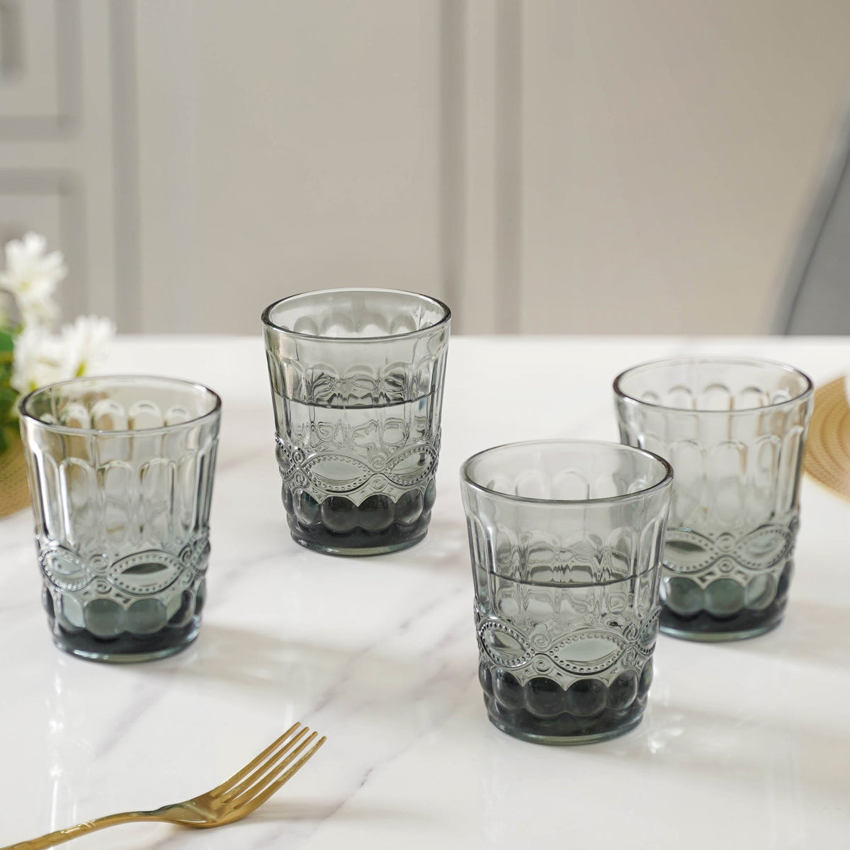 Crystal Glass Water Cup Set of 4 Nestasia