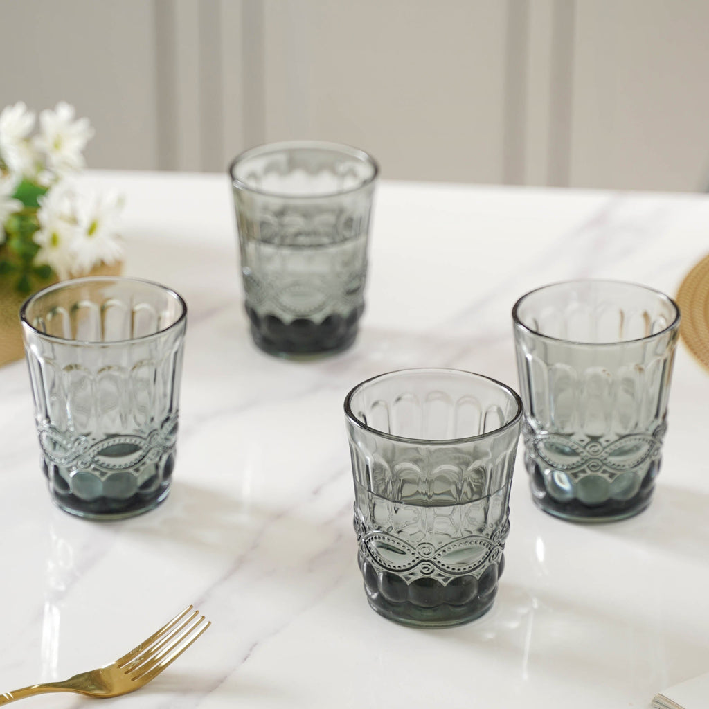 Crystal Glass Water Cup Set of 4 Nestasia