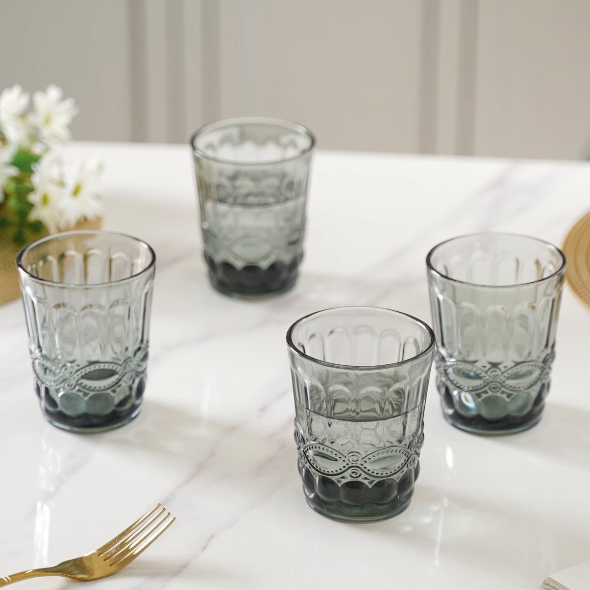 Crystal Glass Water Cup Set of 4 Nestasia