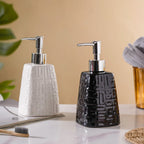 Pyramid Textured Ceramic Dispenser Black 7 Inch Nestasia