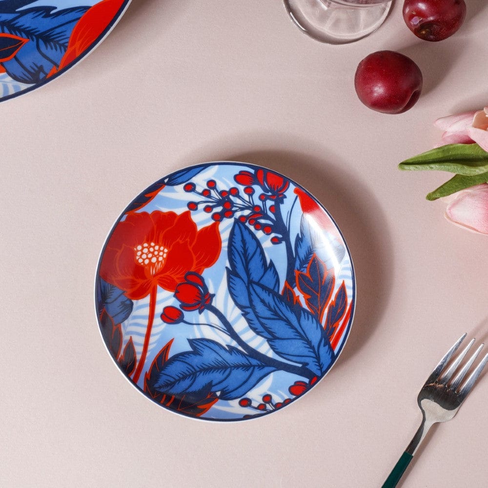 Poppy Printed Ceramic Dessert Plate 6 Inch Nestasia