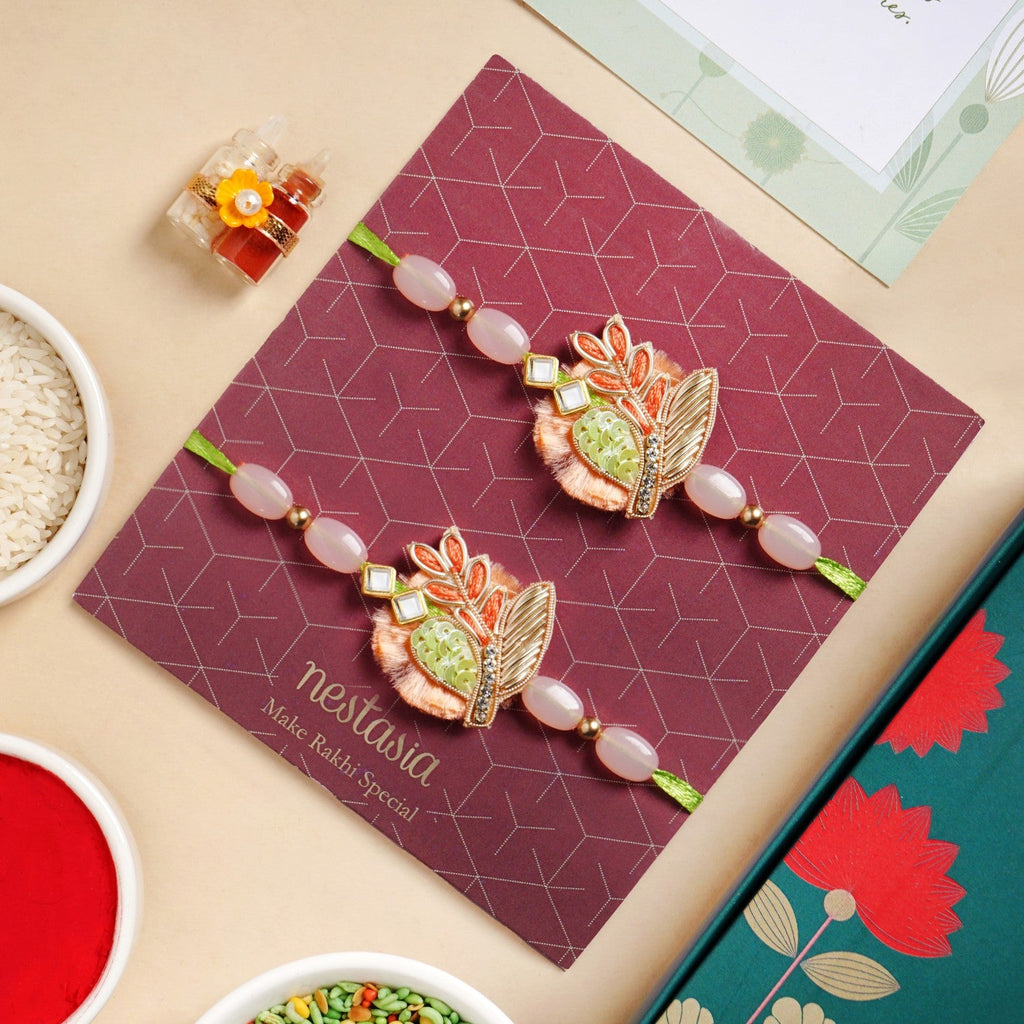 Peach Petals Brother Rakhi Gift Set Nestasia