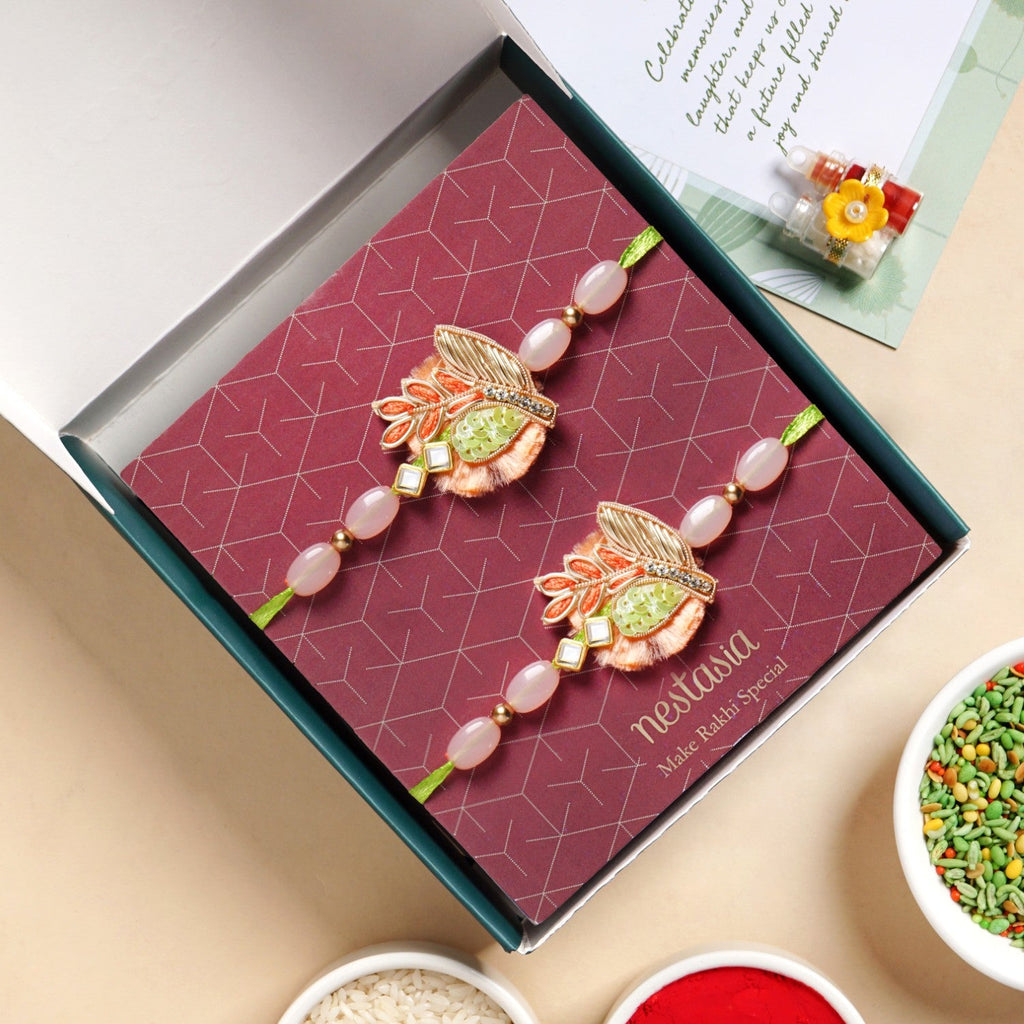 Peach Petals Brother Rakhi Gift Set Nestasia