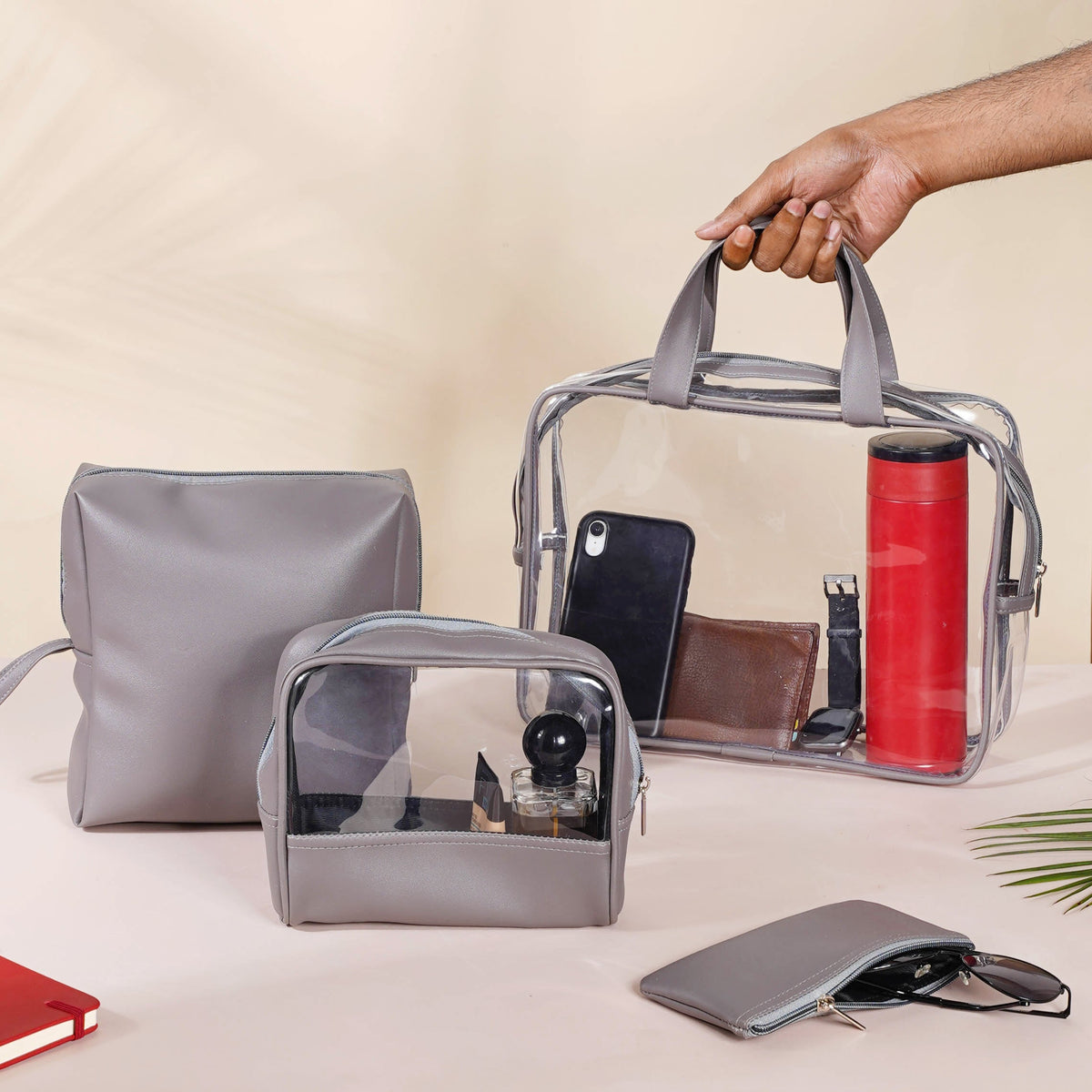 Grey Travel Kit Set of 4 Nestasia