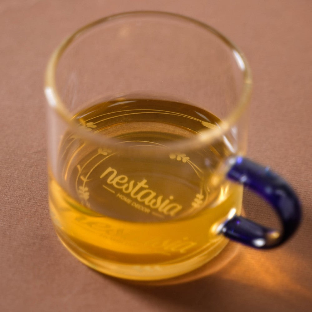 Transparent And Blue Cup Set of 6 Nestasia
