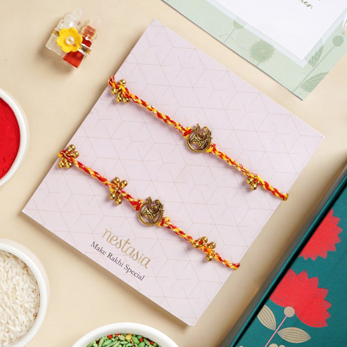 Sacred Om Rakhi Gift Set Nestasia