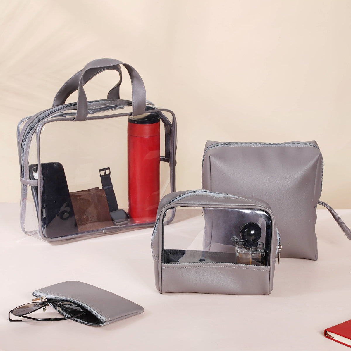 Grey Travel Kit Set of 4 Nestasia