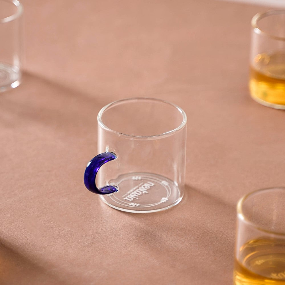 Transparent And Blue Cup Set of 6 Nestasia