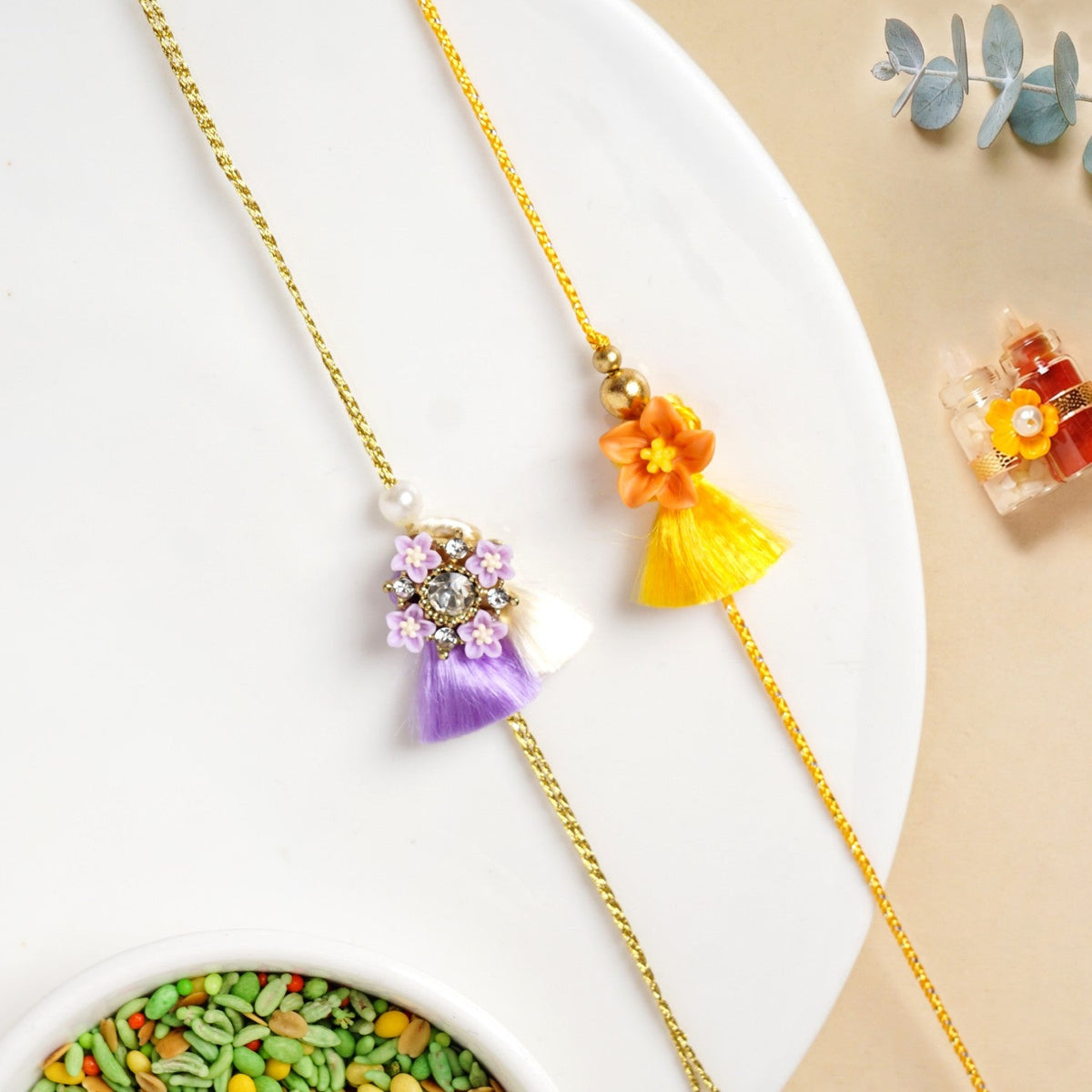 Floral Tassel Rakhi Gift Set Nestasia