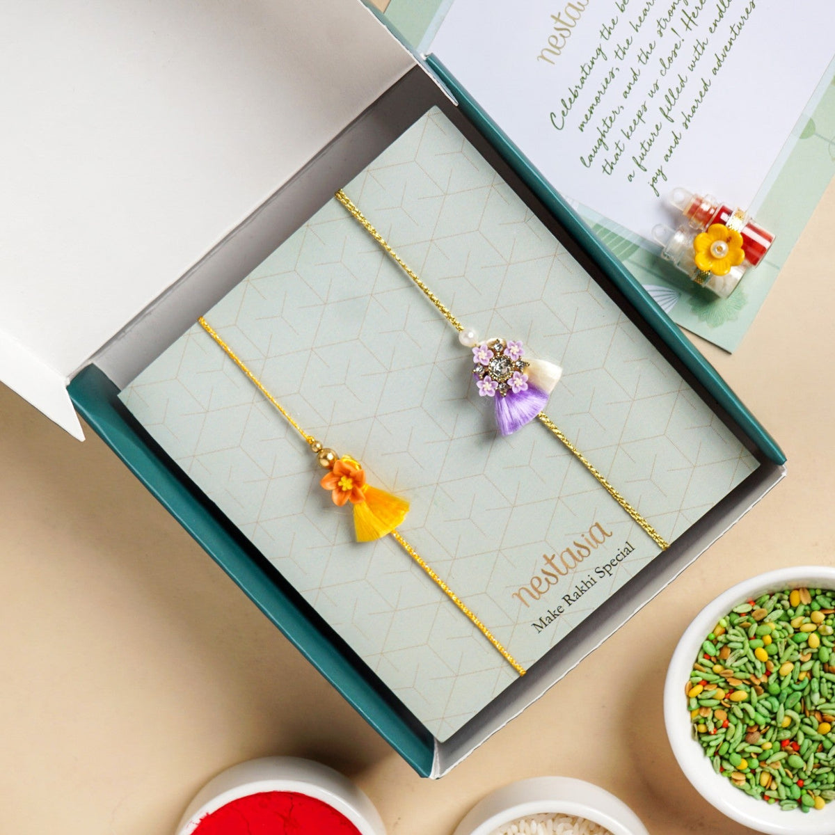 Floral Tassel Rakhi Gift Set Nestasia