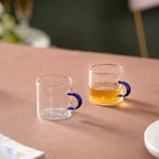Transparent And Blue Cup Set of 6 Nestasia