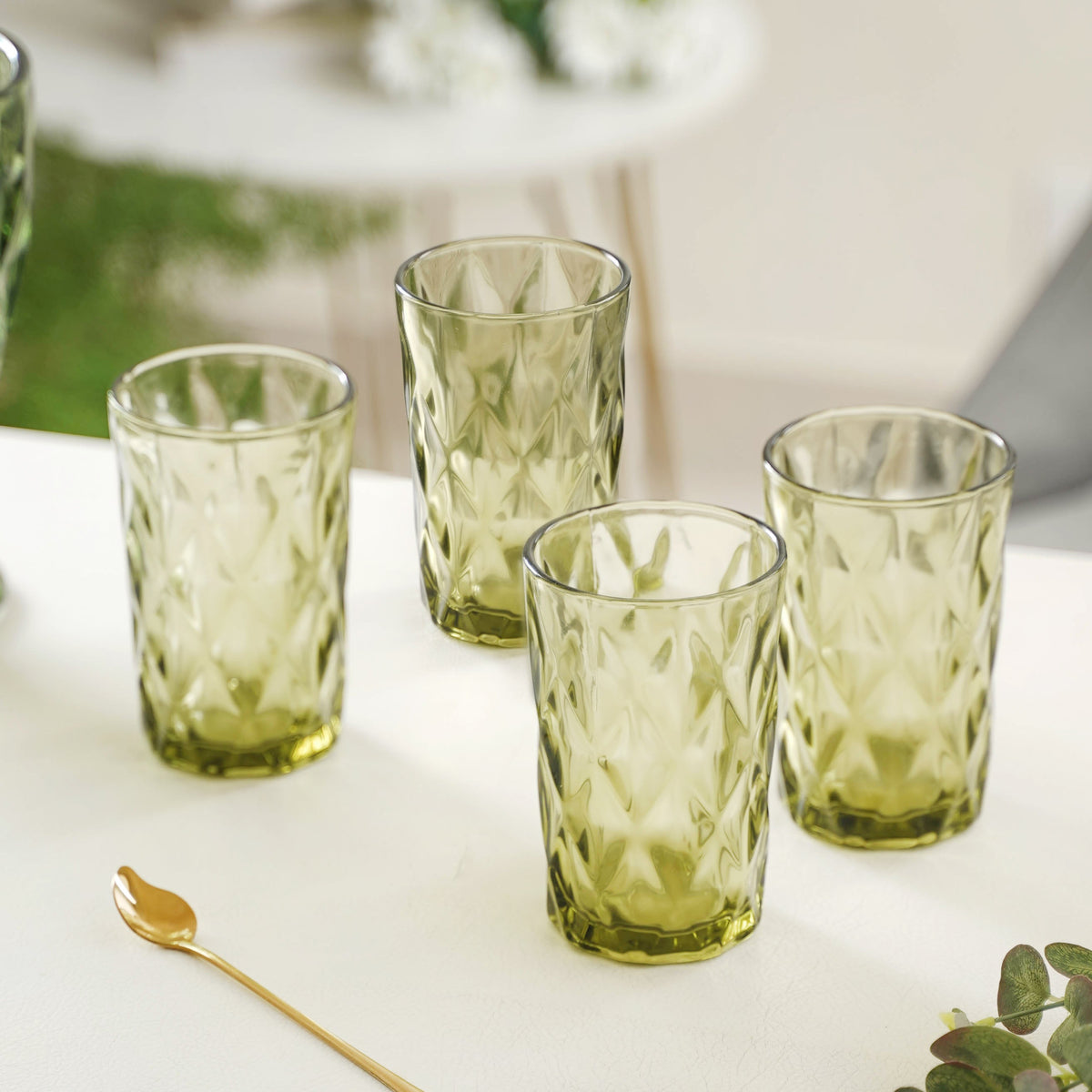 Green Water Tumbler Set of 4 Nestasia