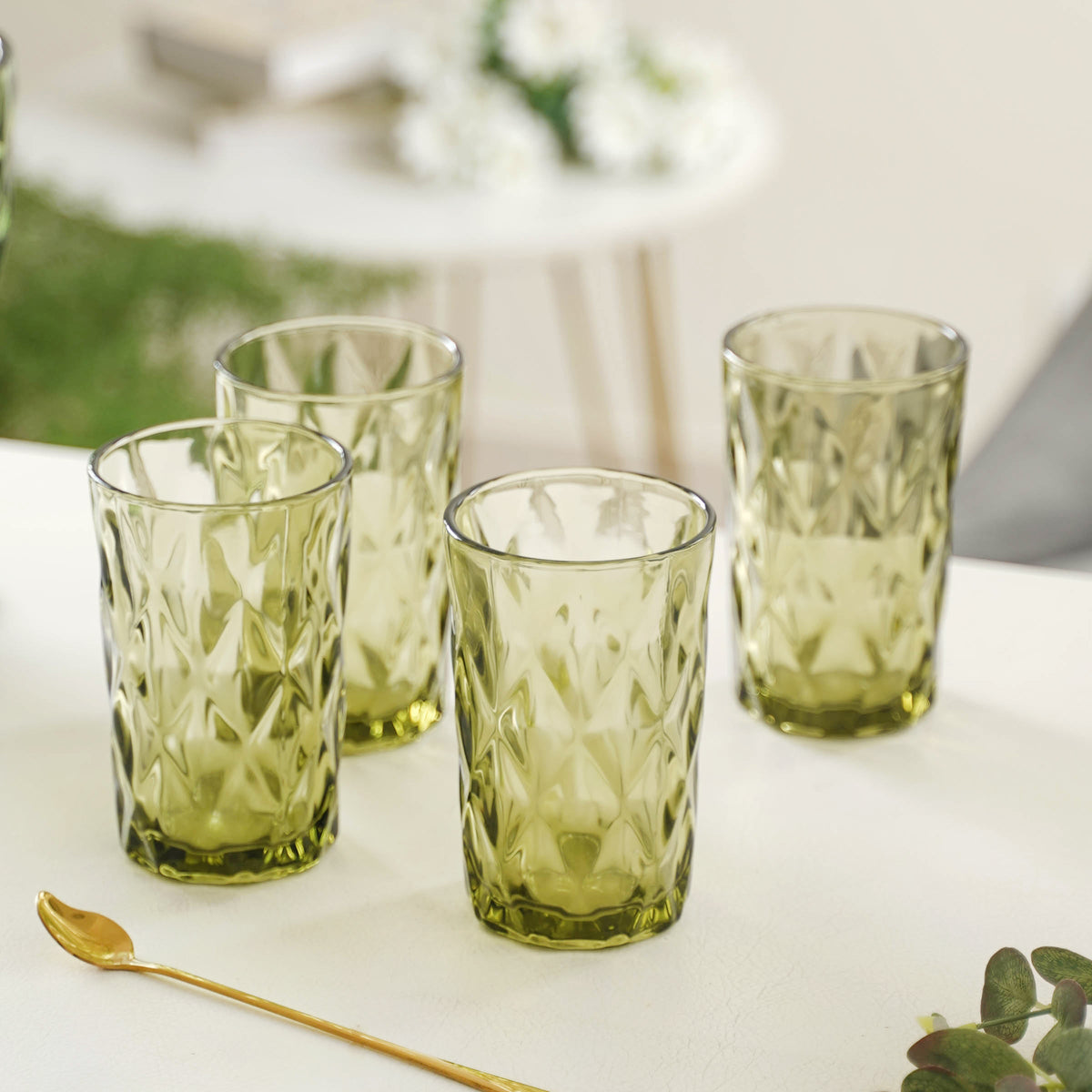 Green Water Tumbler Set of 4 Nestasia