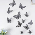 Black Foil Butterfly 3D Wall Stickers Set Of 12 Nestasia