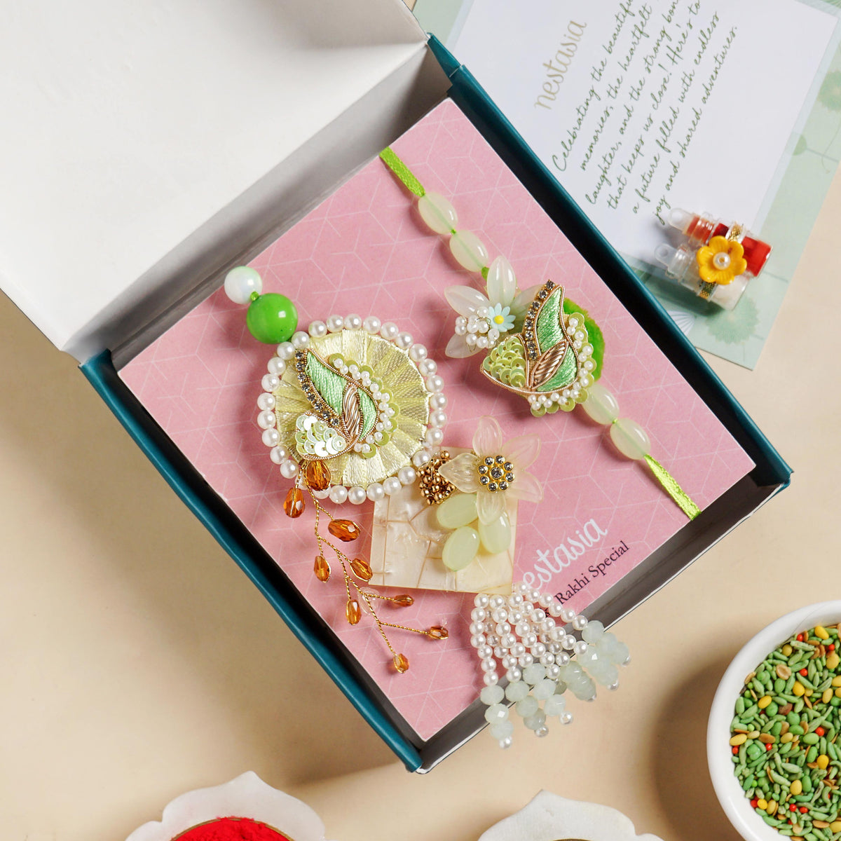 Pearl Meadow Rakhi And Lumba Gift Set Nestasia