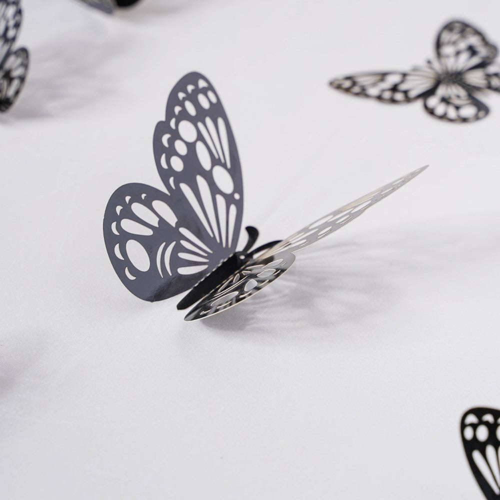 Black Foil Butterfly 3D Wall Stickers Set Of 12 Nestasia