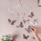 Silver Butterfly 3D Wall Stickers Set Of 12 Nestasia