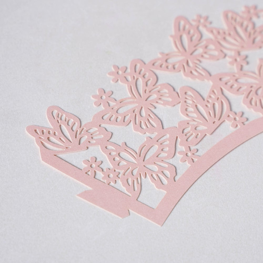 Pink Butterfly Lace Cupcake Wrapper Set of 20 Nestasia