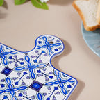 European Blue Ceramic Platter With Handle 9 Inch Nestasia