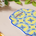 Fiesta Spanish Ceramic Platter Yellow Blue 8 Inch Nestasia