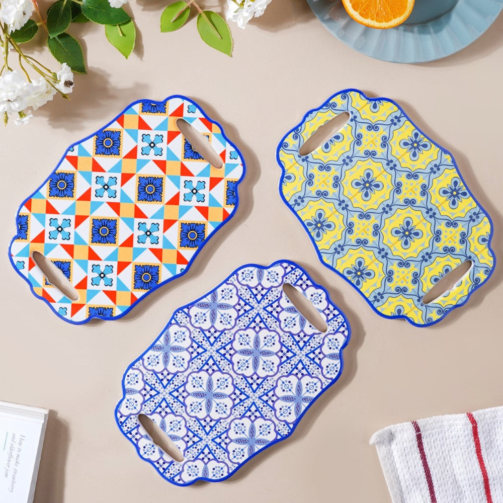 Fiesta Spanish Ceramic Platter Yellow Blue 8 Inch Nestasia