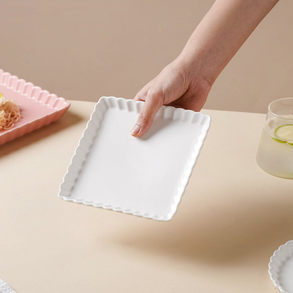Snow White Square Snack Dish 6 Inch Nestasia