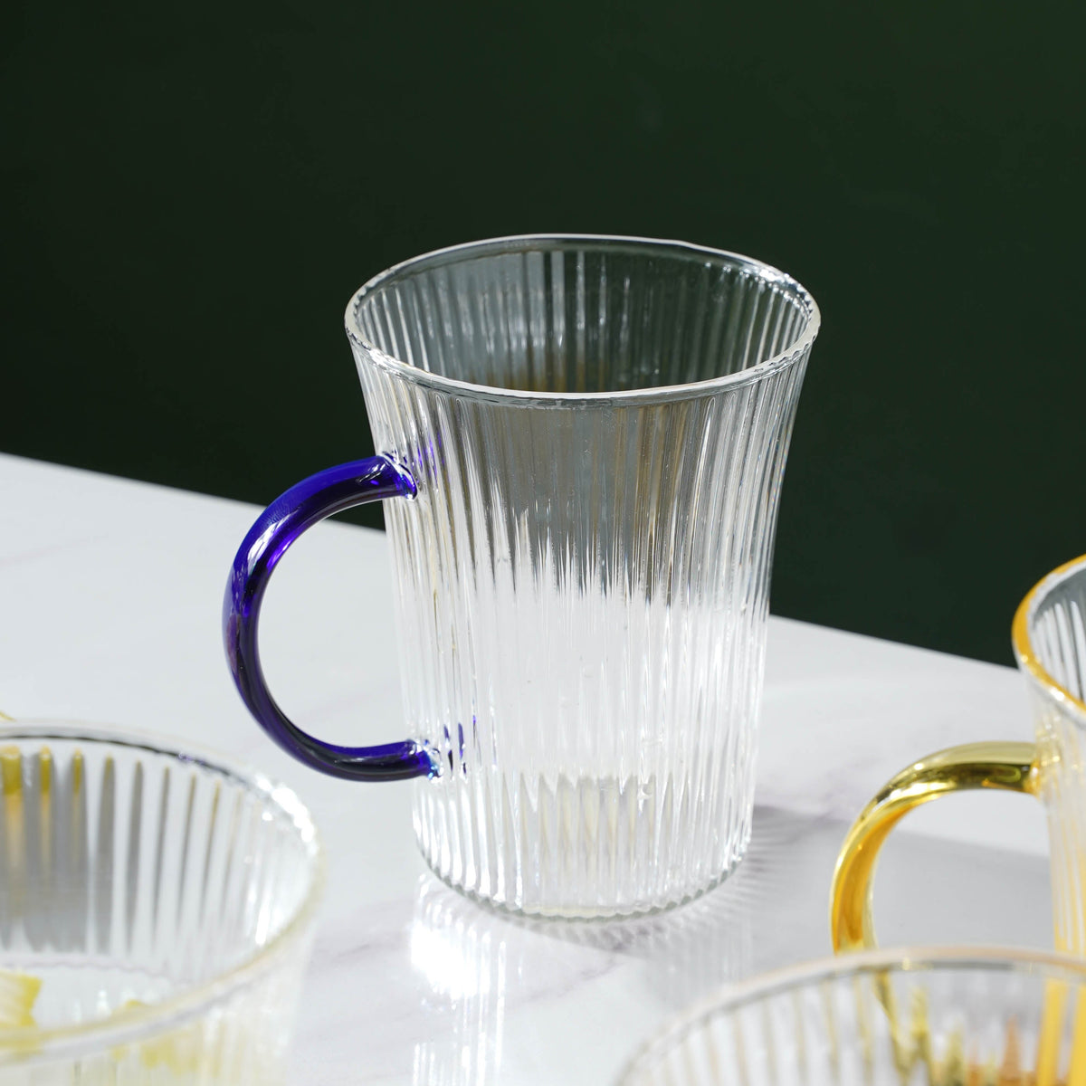 Lined Glass Tea Cup Set Of 2 Nestasia