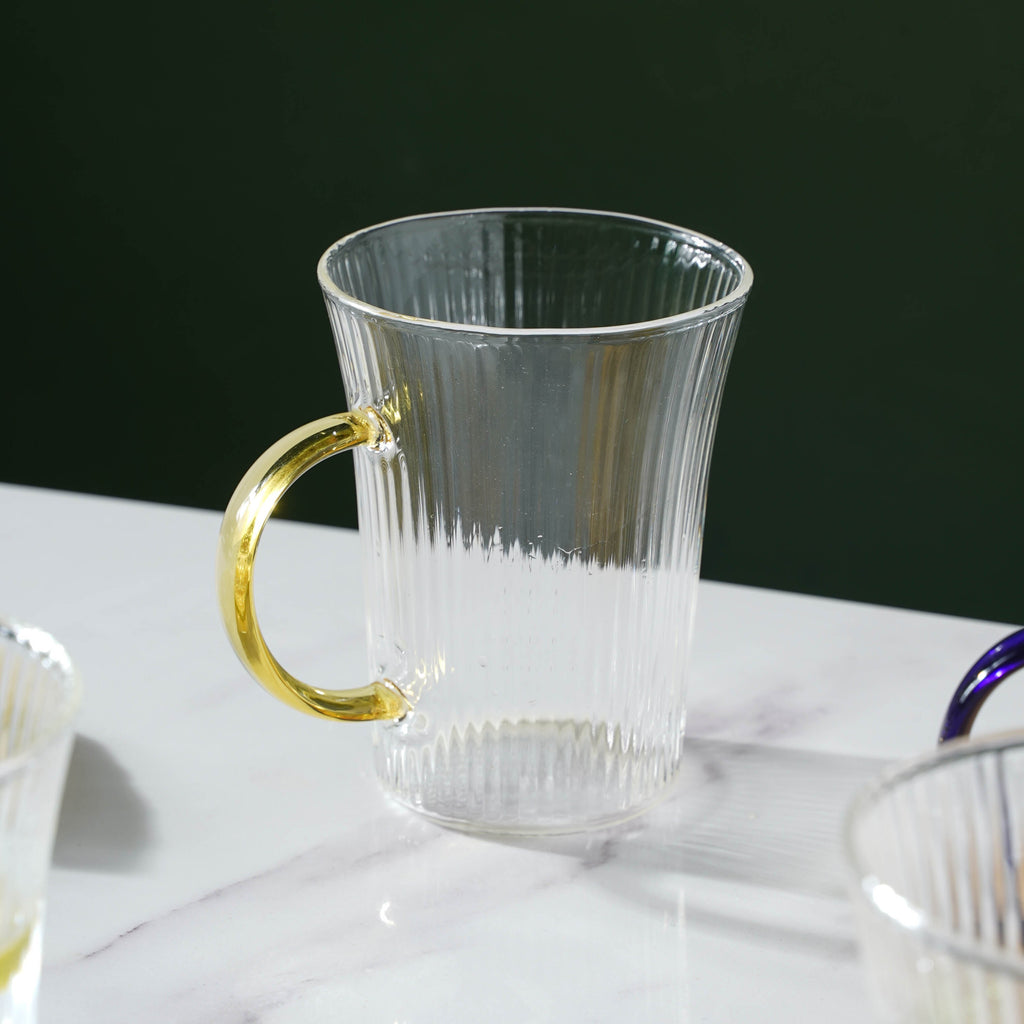 Lined Glass Tea Cup Set Of 2 Nestasia