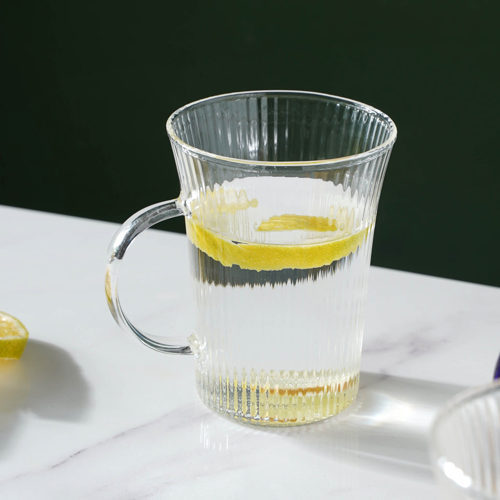 Lined Glass Tea Cup Set Of 2 Nestasia