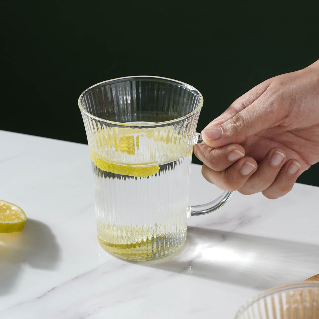Lined Glass Tea Cup Set Of 2 Nestasia