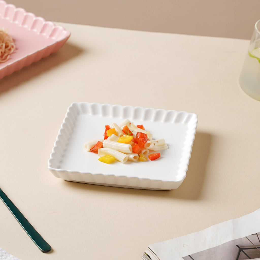 Snow White Square Snack Dish 6 Inch Nestasia