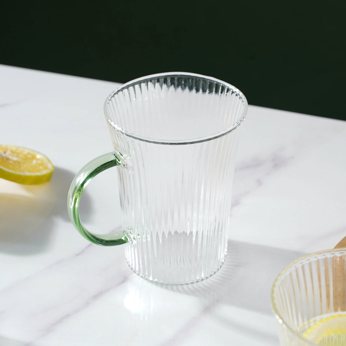 Lined Glass Tea Cup Set Of 2 Nestasia