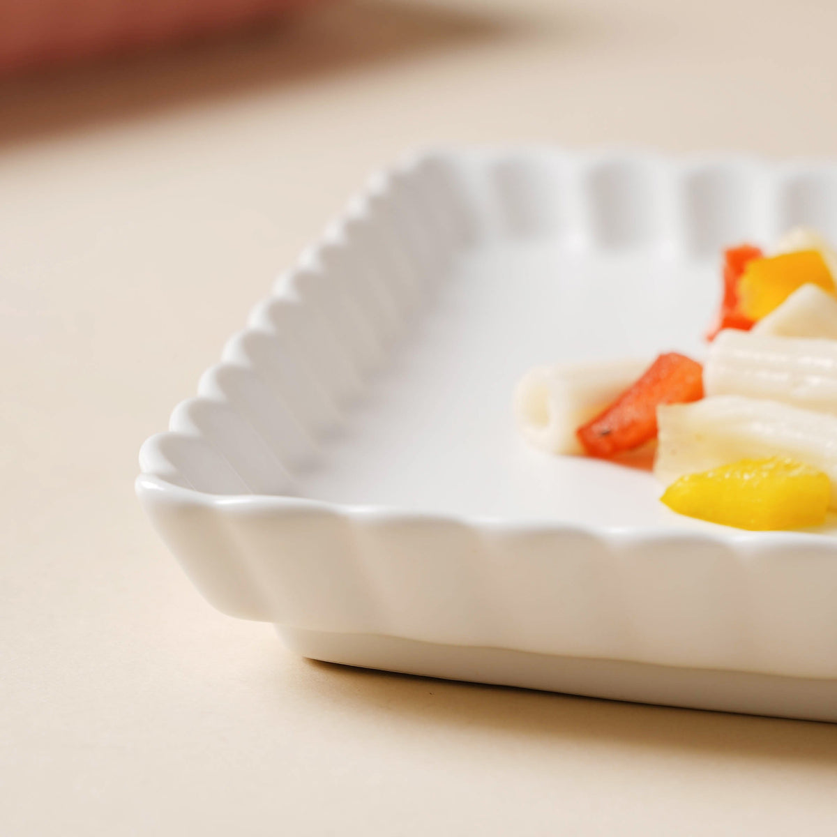 Snow White Square Snack Dish 6 Inch Nestasia