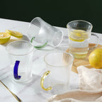 Lined Glass Tea Cup Set Of 2 Nestasia