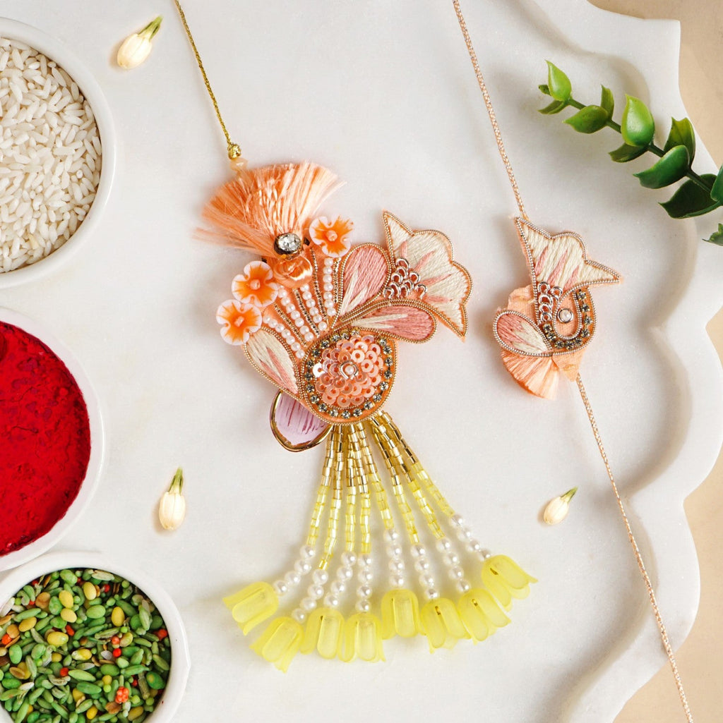 Marigold Bloom Rakhi And Lumba Gift Set Nestasia