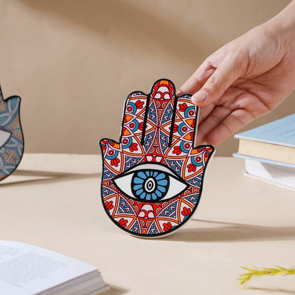 Red Healing Hamsa Hand Decor With Stand Nestasia