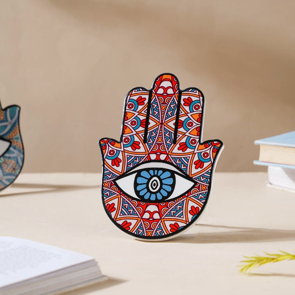 Red Healing Hamsa Hand Decor With Stand Nestasia