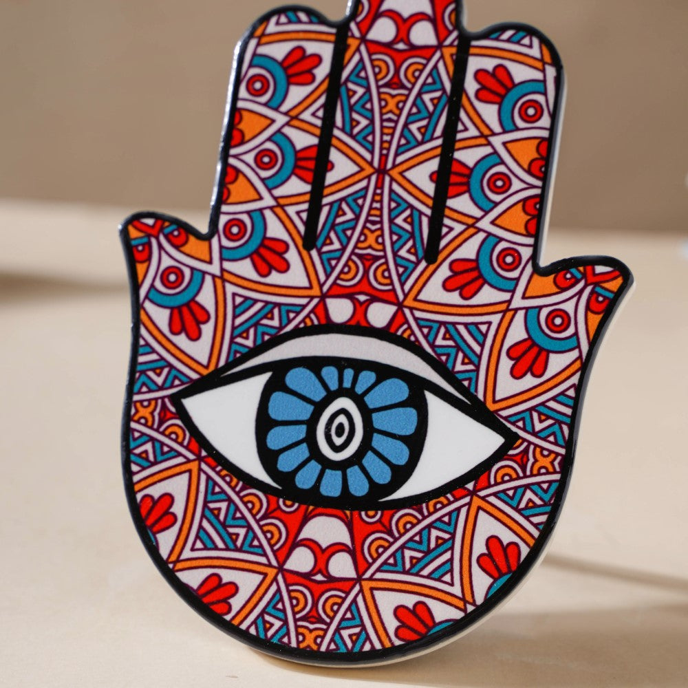 Red Healing Hamsa Hand Decor With Stand Nestasia