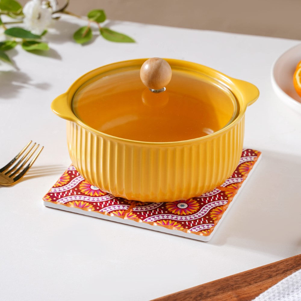 Orange Art Square Ceramic Tiled Trivet Nestasia