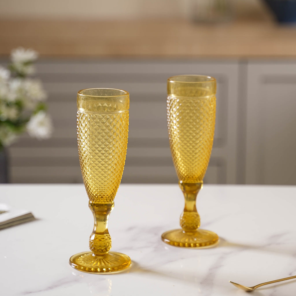 Textured Crystal Drinking Glass Set of 2 Nestasia