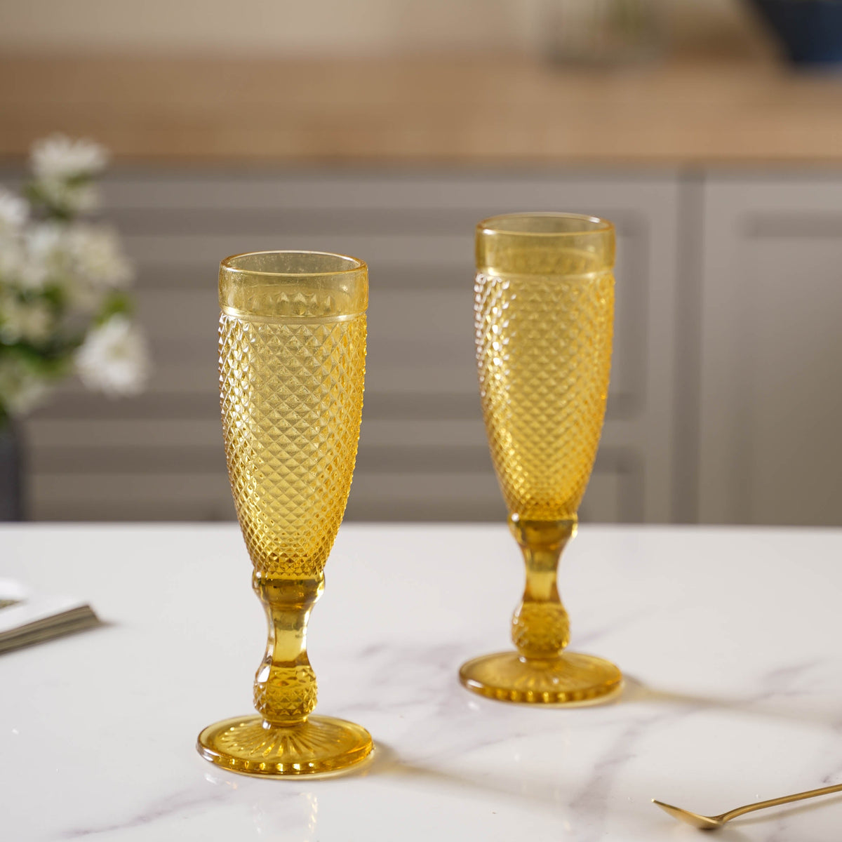 Textured Crystal Drinking Glass Set of 2 Nestasia