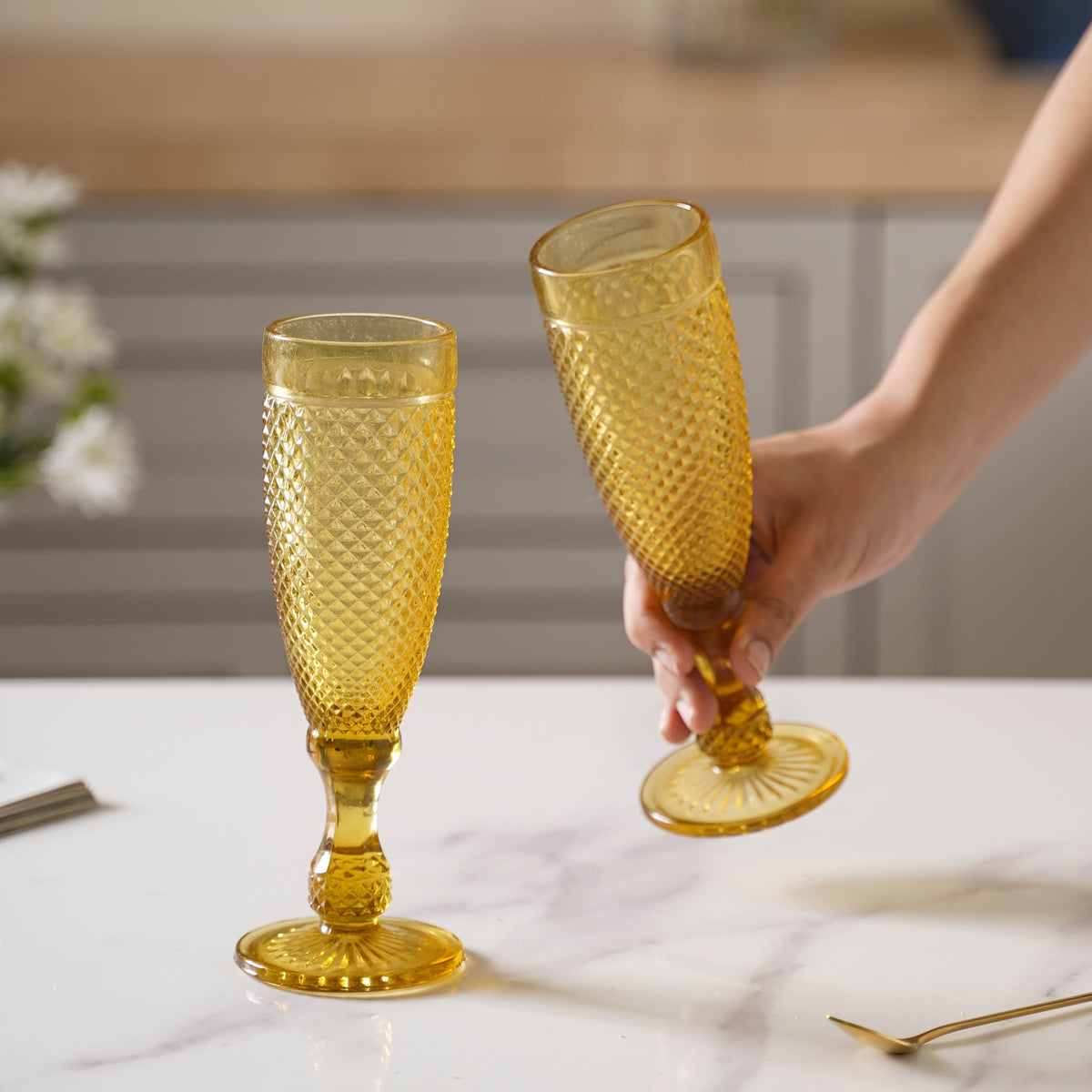 Textured Crystal Drinking Glass Set of 2 Nestasia