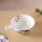 Splash Patterned Ceramic Bowl With Handle Brown Nestasia