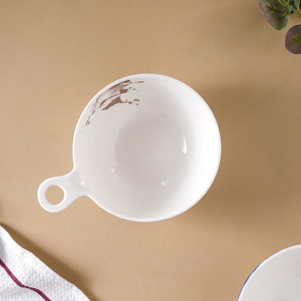 Splash Patterned Ceramic Bowl With Handle Brown Nestasia