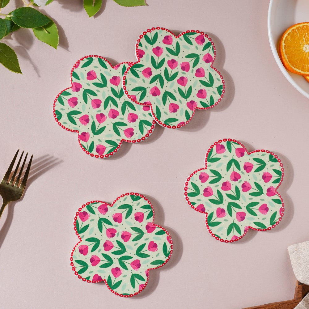 Flower Ceramic Coaster Set Of 4 Nestasia