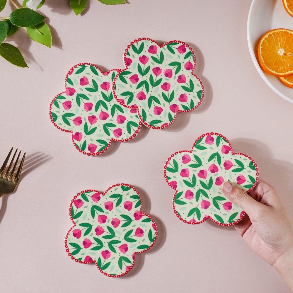 Flower Ceramic Coaster Set Of 4 Nestasia
